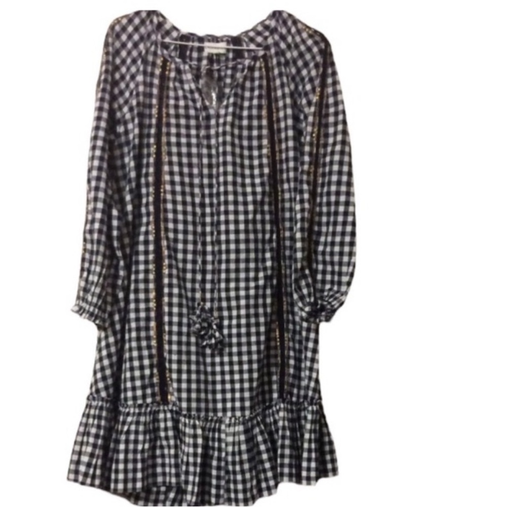 LAURA EGLOFF Black And White OVERSIZED Gingham RUFFLED Dress